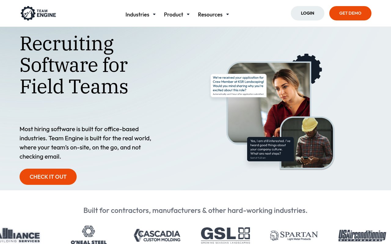 Team Engine hiring platform homepage